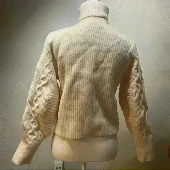 Topshop Turtleneck Pink Cable Knit Sleeve Sweater Size XS 0-2 - Picture 2 of 7